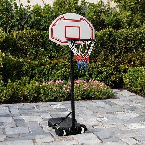 Panier de basket sur pied en acier blanc à hauteur réglable (1/5)