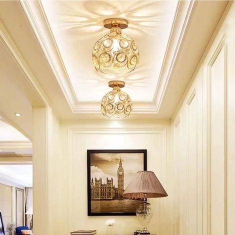 U-DO Plafonnier En Fer Lampe de Plafond Cristal Lustre Lumière Décorative E27 Restaurant Hôtel Salon Chambre Salle à Manger (1/4)
