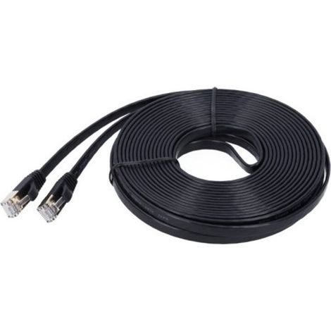 Aigostar Cavo di Rete Ethernet CAT7 10 Metri RJ45 10gbps Piatto Nero Snagless (1/2)