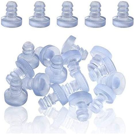 Lntyq 100 Pièces de Pare-Chocs de Table en Verre avec Tige, Pinces en Caoutchouc Transparent, Entretoises de Table de Patio, pour Trou de 3/16 Pouces (1/5)