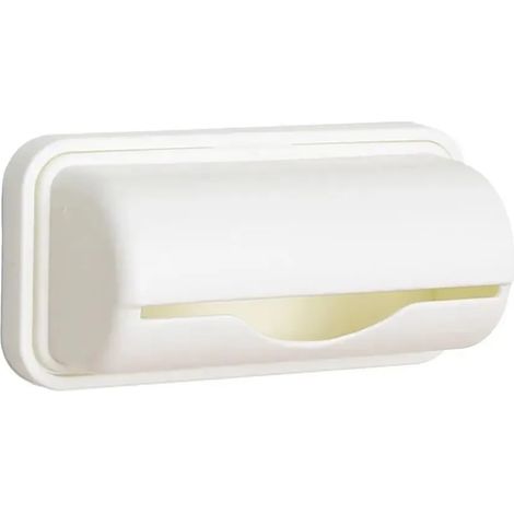 (BLANC) Distributeur mural de sacs poubelle et de film alimentaire, organisateur de rangement auto-adhésif pour cuisine et salle de bain, étagère compacte et peu encombrante (1/5)