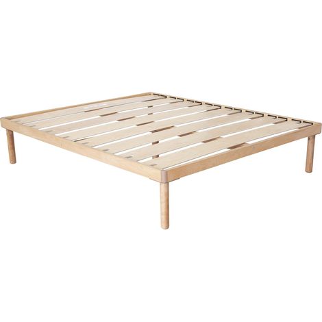 EVERGREENWEB - Rete in Legno Matrimoniale a doghe 160x190 cm Smontabile in Kit 8 doghe in faggio Naturale Ortopedica - Base Letto o Materasso - Struttura Rinforzata 4 Gambe Smontabili - Orange Kit