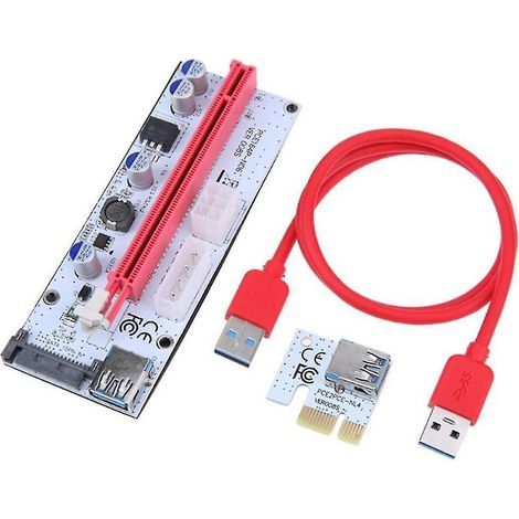 Kit de carte d'extension PCI-E, adaptateur PCIe 1x vers 16x, câble d'alimentation SATA 4 broches et 6 broches, USB 3.0 (1/4)