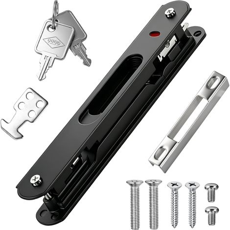 Serrure Porte Coulissante Verrou de Porte en Acier Inoxydable Double Face Verrou Baie Coulissante Crochet de Fenêtre à Verrouillage pour Portes Mobiles,Portes Coulissantes en Verre,Fenêtres (1/5)