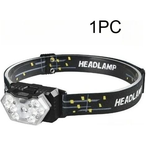 (Version batterie T2) Lampe frontale LED puissante avec détecteur de mouvement, batterie rechargeable 18650 COB, lampe frontale haute puissance pour la pêche (1/5)