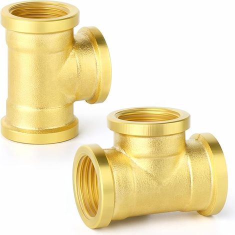 2 Pcs 1/2 "BSP Laiton Filetage Femelle 3 Voies Connecteurs De Tuyaux En T, Adaptés Pour Le Raccordement De Tuyaux (1/5)