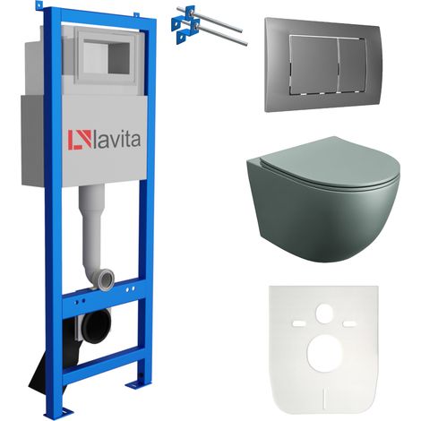 LAVITA WC Set mit Vorwandelement, Wand-WC und Spülknopf (1/5)