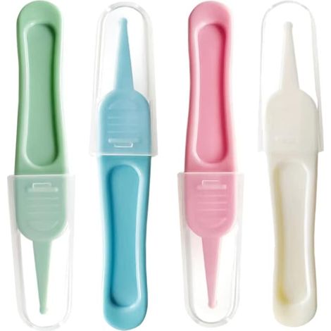 Tweezers, 4 Pcs Nose Cleaning Tweezers, Round Head Plastic Tweezers, for Nasal Cleaning