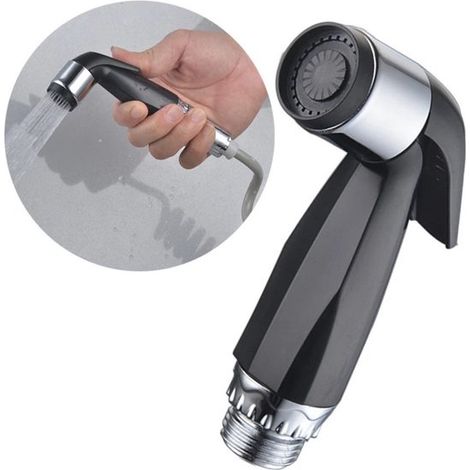 Adecuado para inodoro y baño, rociador de bidé de alta presión negro, rociador femenino de chorro de agua ajustable, baño fácil instalar (1/5)