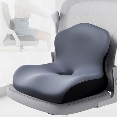 Orthopedic Seat Cushion with Lumbar Support, Ergonomic L Shape Memory Foam Seat Cushion for Home, Car, Wheelchairs (1/5)