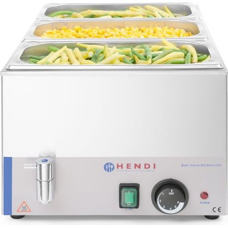 Bagnomaria elettrico regolabile per GN1/1 150mm con rubinetto - Hendi 238912 (1/4)