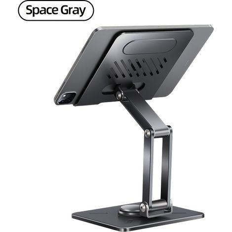Support pour tablette – Support de bureau rotatif en métal – Support pour téléphone réglable en hauteur et pliable (universel) (1/5)