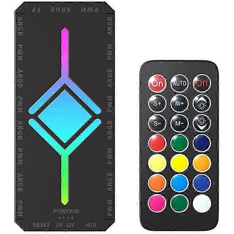 Hub/répartiteur de ventilateurs ARGB 5V 3 broches avec télécommande et bande LED compatible PWM 4 broches pour refroidissement PC synchronisée avec le refroidisseur de processeur (noir) (1/5)