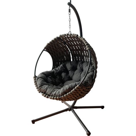 Poltrona Sospesa ITACA da Giardino con Cuscino Impermeabile, Struttura in Acciaio Zincato e Design Moderno Outdoor (1/4)