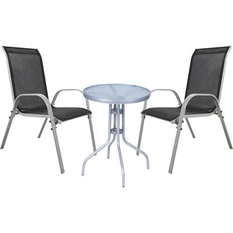 Bistrogarnitur 3-teilig Silbergrau/Schwarz-MMC330850+2xMMC330886-Silber (1/3)