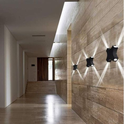 Applique Murale Led Extérieure Intérieure 4W Etanche IP65 Moderne Luminaire Lampe Design Original Pour Salon Chambre Couloir Escalier Café Bar Jardin Noir Lumière Blanc Froid [Classe énergétique A++]  (1/4)