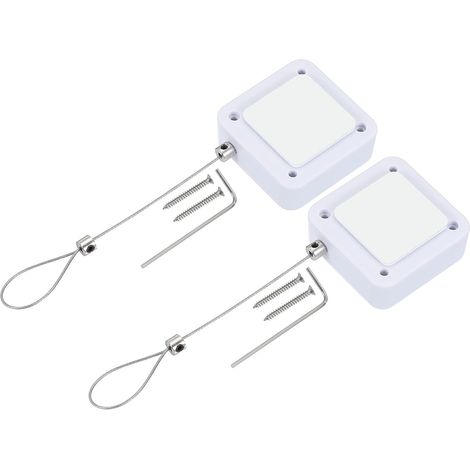 Câble de Sécurité Rétractable - 2 Pièces - Acier Inoxydable et ABS - Antivol pour Télécommande - Maison et Bureau - Blanc 2m (1/5)