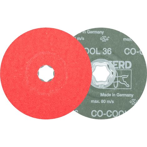 PFERD TOOLS COMBICLICK Keramikkorn Fiberscheibe Ø 125 mm CO-COOL36 für Edelstahl (5) 5 Stk (1/4)