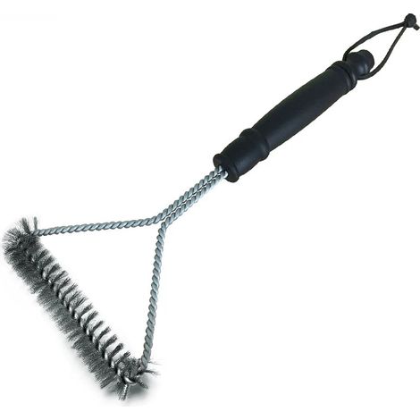 Brosse de nettoyage 3 en 1 pour barbecue (petit format), outil pour barbecue avec poils en acier inoxydable (1/5)