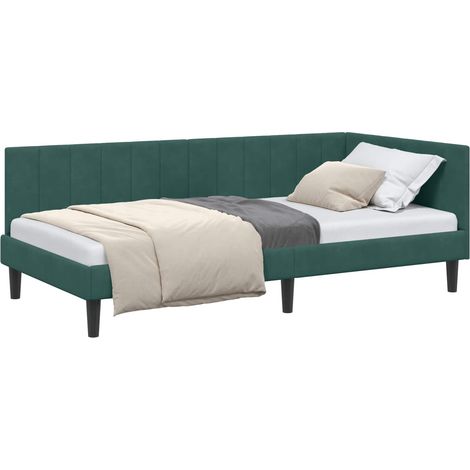 Maison Exclusive - Cornice del letto ad angolo Verde Scuro 90 cm x 190 cm Velluto