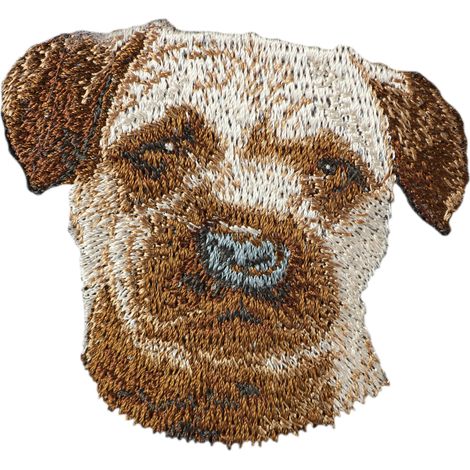 Border Terrier - parche con forma de perro, parche bordado, decoración única para una mochila de Art-Dog (1/3)