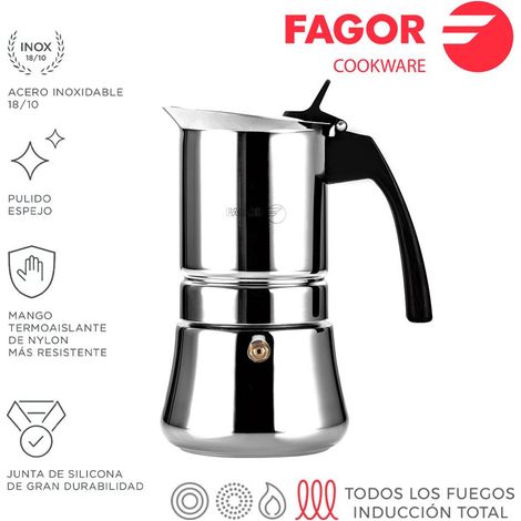 Ethnische Kaffeemaschine für 4 Tassen aus Edelstahl 18/10 Fagor