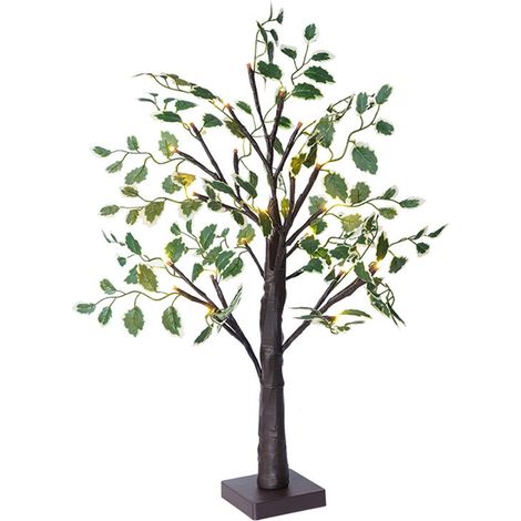 Arbre Lumineux - Guirlande Led 24 Ampoules - Alimentation Sur Piles - IP44 - Pour Décoration Intérieure Fenêtre Table Chevet - 60 x 10 cm - 1 Pièce (1/5)