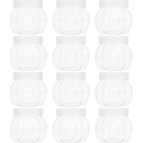 Lot de 12 bocaux transparents en forme de citrouille pour ranger vos bonbons.-7.00X7.00X6.50CM-Transparent (1/4)