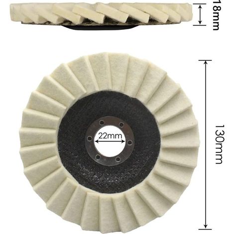 Set mit 6 Wollpolierscheiben für Winkelschleifer – 125 mm – Glänzende Scheibe – 22,23 mm (1/4)