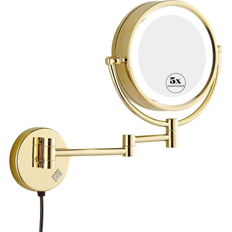 Mount Vanity Mirror Lighted Wall Mounted Makeup Mirror 1X 5X