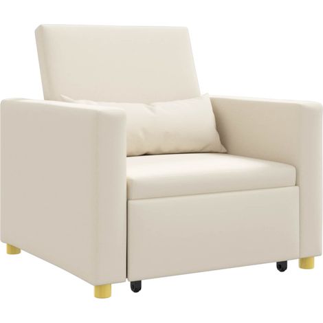 Maison Exclusive - Divano letto estraibile singolo Bianco crema 90 x 165 x 87 cm