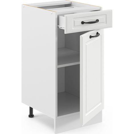 Mobiletto base per cucina R-Line, Bianco casa di campagna, 40 cm senza piano di lavoro, Vicco