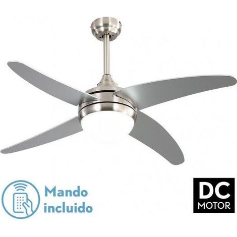 Ventilador de techo "Klod" con control remoto 2xE27 (27W motor DC 45dB) IP20 color níquel y plata