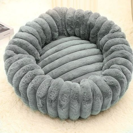 Hundekorb, 50 cm Durchmesser, waschbar, rutschfest Katzenkorb, Kissen, weiche Polsterung, taubengrau (1/4)