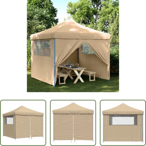 Pop-Up Zelt - Partyzelt Faltbar Pop-Up mit 4 Seitenteilen Beige (1/5)