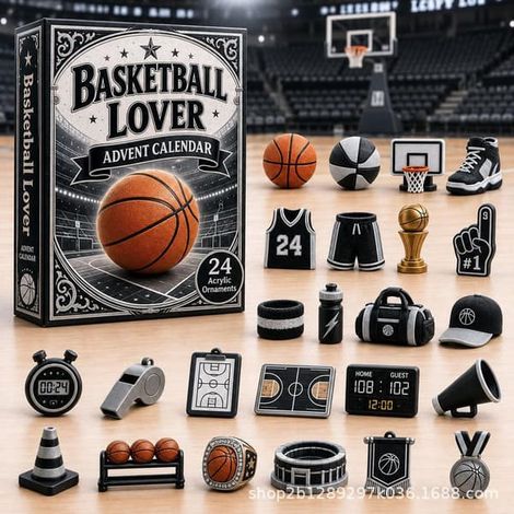 Calendrier sportif 2026, décorations de compte à rebours en acrylique à suspendre (24 jours), cadeau de Noël original sur le thème du sport pour les fans