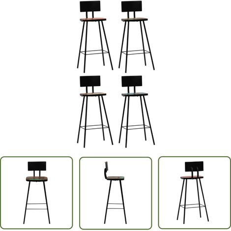 INLIFE Tabourets de bar 4 pcs Bois massif de récupération (1/5)