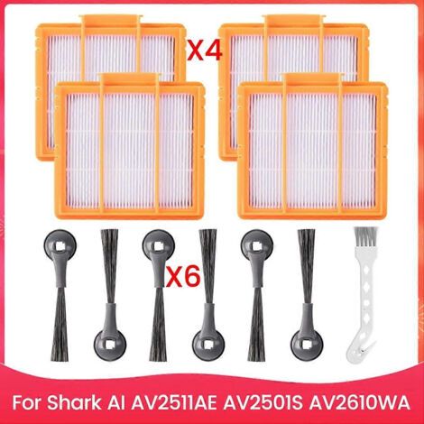 Pièces de rechange pour aspirateurs robots Shark AI AV2511AE, AV2501S et AV2610WA : brosses latérales, filtres pré-moteur, brosses latérales, filtres pré-moteur