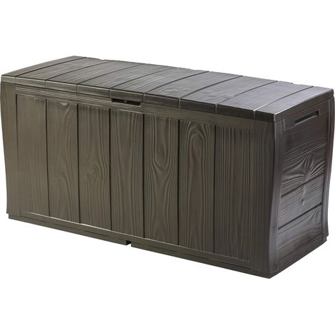 Coffre de Rangement extérieur en Plastique, 117 x 45 x 57.5 cm – Marron (1/5)