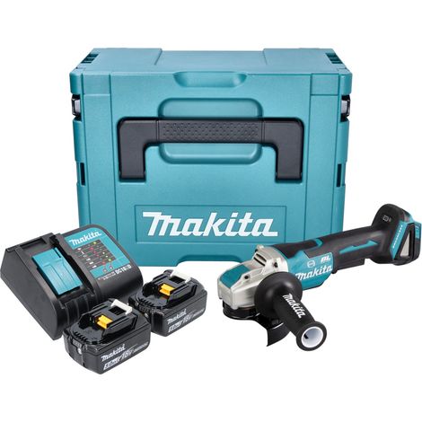 Makita DGA 520 SMJX1 Meuleuse d'angle sans fil 18 V 125 mm X-LOCK Brushless + 2x batterie 4,0 Ah + chargeur + Makpac