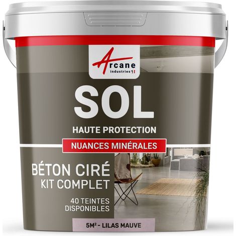 Béton ciré sol en kit, primaire et vernis de finition inclus - 5 m² (en 2 couches) Lilas Mauve - ARCANE INDUSTRIES