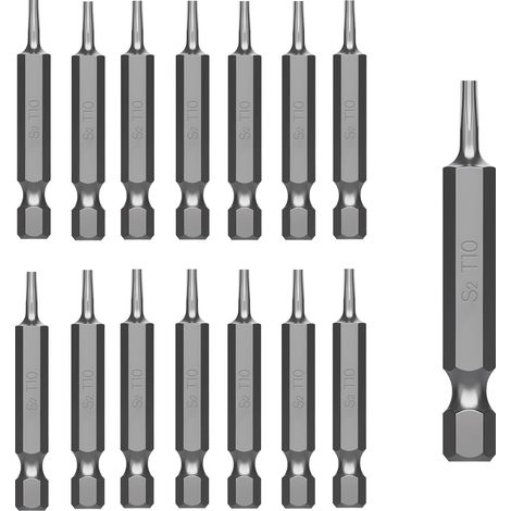 Lot de 15 embouts Torx T10, embouts en acier S2, longueur 50 mm, convient pour vis Torx (1/5)