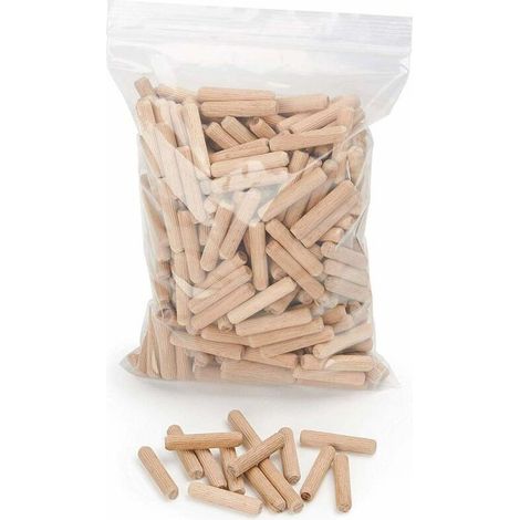 400 pcs de cheville bois 8 mm x 40 mm - goujon bois de hêtre massif idéal pour fraise à bois - convient pour gabarit de percage/guide de percage (1/4)