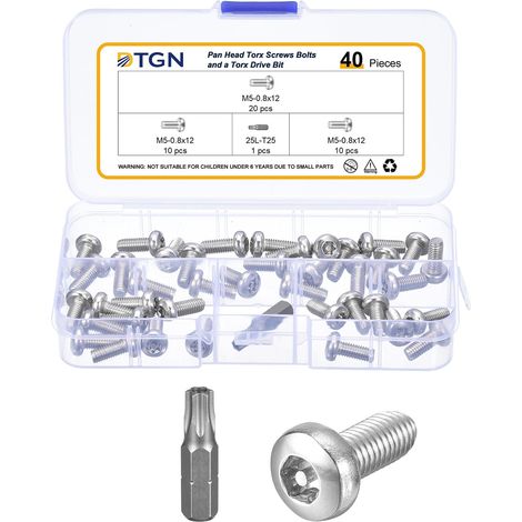 Vis de sécurité Torx à tête cylindrique M5x12mm Lot de 40 (1/5)