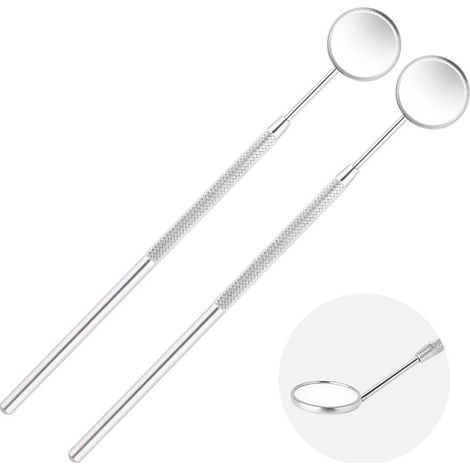 Miroir d'Inspection Dentaire, 2PCS miroir dentaire anti-buée avec poignée, Anti-buée d'inspection de la Dent Miroir Buccal en Acier Inoxydable, Inspection Usage Quotidien Soins Bucco-dentaires (1/5)
