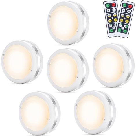 2pcs LED Wall Spotlights with Wireless Remote Control, Cabinet Lights, Night Light for Stairs, Mirror, Kitchen, Display Cabinet (White) (1/5)