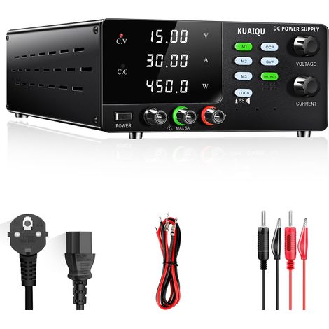 Alimentation de Laboratoire 15V 30A 450W Alimentation Stabilisée Réglable avec Mémoire/OCP/OVP/OUTPUT/Encodeur, Alimentation Laboratoire pour Alimentation LED/Test de Batteries (1/5)