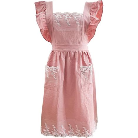 Tablier femme réglable crossback coton/chanvre, dentelle, 2 poches, usage jardin, cuisine, manucure