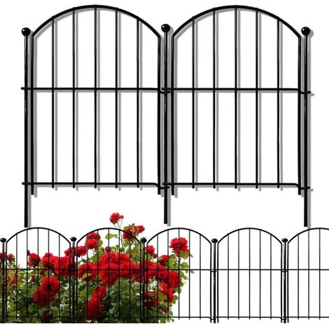 Clôture décorative de jardin 43 × 33 cm – Lot de 10 panneaux en métal antirouille, barrière anti-animaux sans creuser, bordure de parterre de fleurs (1/5)