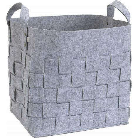 VURAHOME - Panier à Linge tressé en Feutre-anses-Polyester-Gris Clair-(303040cm) (1/5)